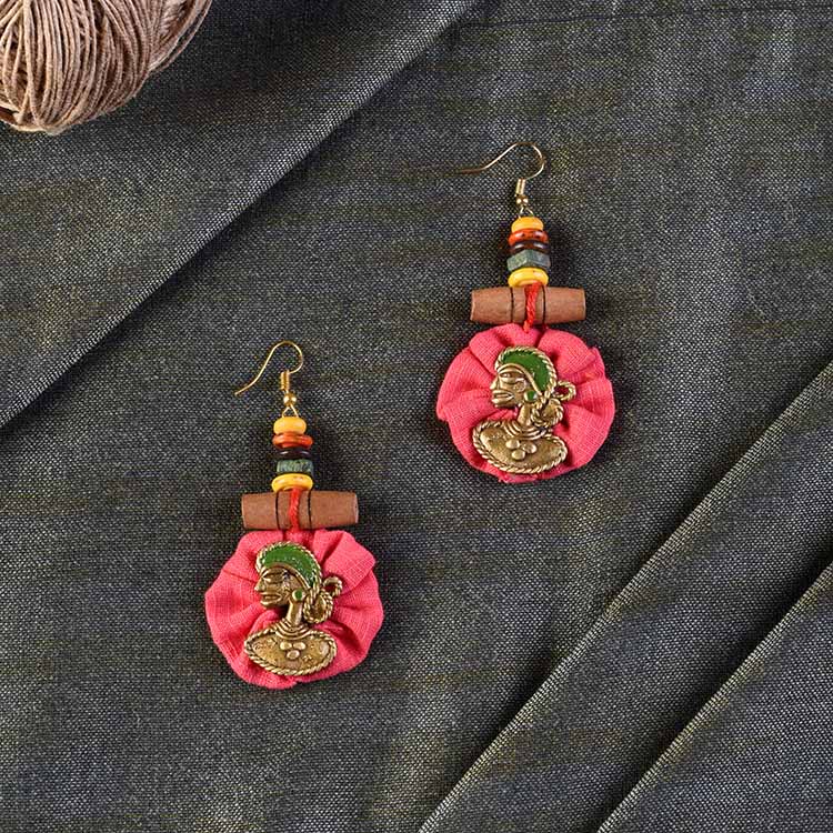 The Royal Empress Handcrafted Tribal Dhokra Round Earrings in Fuscia - Fashion & Lifestyle - 1