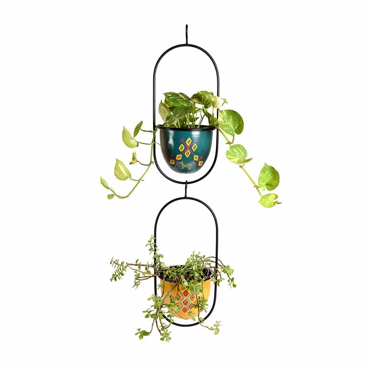 Colourful Hanging Planters - Set of 2 (7x6x33") - Decor & Living - 2