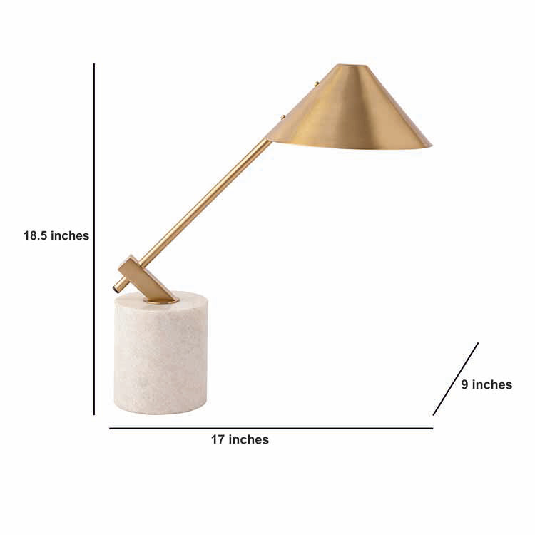 Gold Metal Cone Shade Lamp with White Marble Base 72-808-47-2