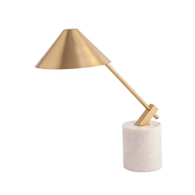Gold Metal Cone Shade Lamp with White Marble Base 72-808-47-2