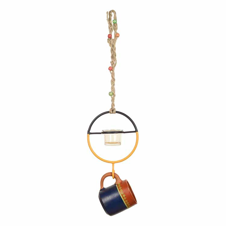 Terracotta Blue Cup Hanging Bird Feeder - Accessories - 2