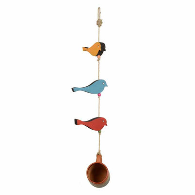 Blue Cup Hanging Bird Feeder with Bird Motifs - Accessories - 2