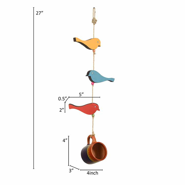 Blue Cup Hanging Bird Feeder with Bird Motifs - Accessories - 4