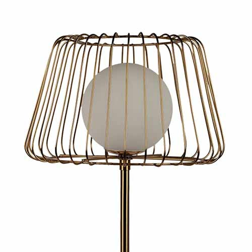"Caged Orb" Gold Table Lamp with White Marble Base 73-212-53-2
