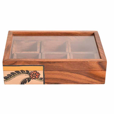 Jewellery Box Handcrafted 6 Slots Madhubani Wooden - Storage & Utilities - 2