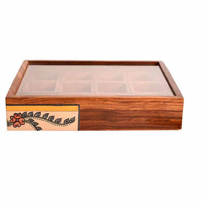 Jewellery Box Handcrafted 12 Slots Madhubani Wooden - Storage & Utilities - 2