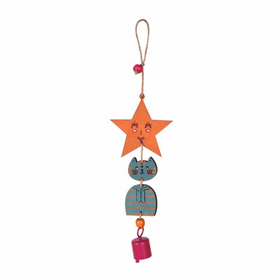 Turquoise Kitty Wind Chime (12x3") - Accessories - 2