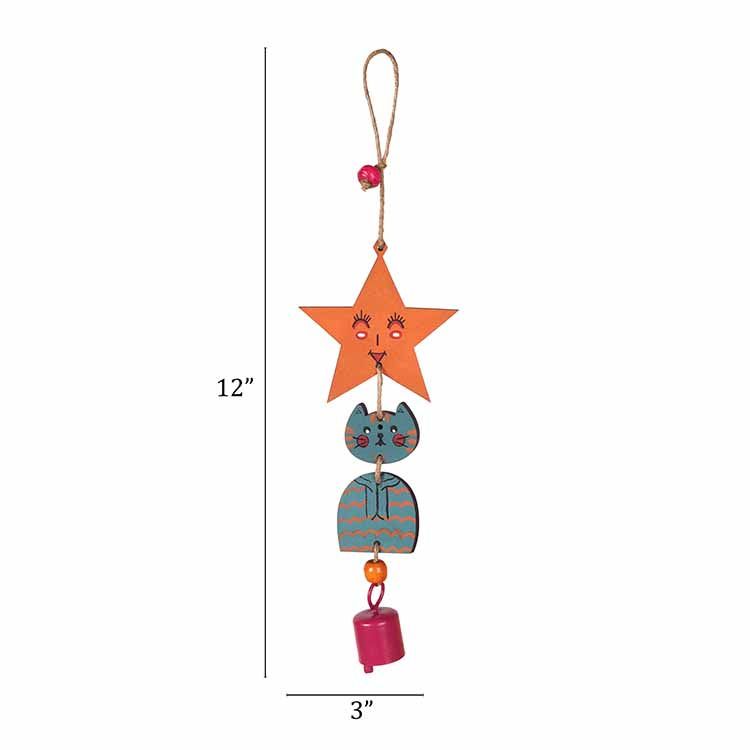 Turquoise Kitty Wind Chime (12x3") - Accessories - 3