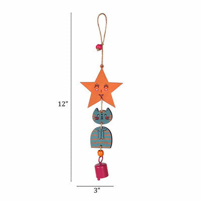 Turquoise Kitty Wind Chime (12x3") - Accessories - 3