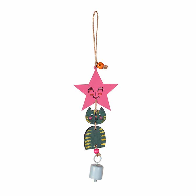Green Kitty Wind Chime (12x3") - Accessories - 2