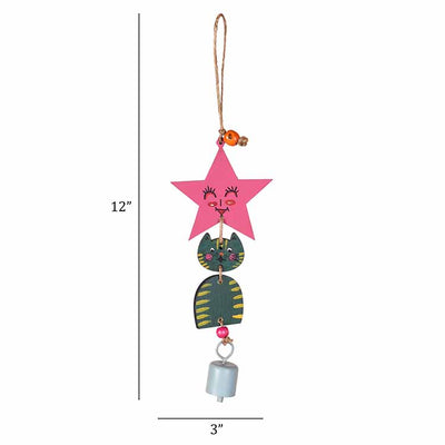 Green Kitty Wind Chime (12x3") - Accessories - 3