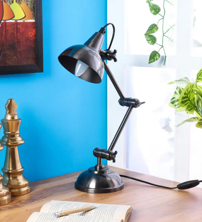 Black/Nickle Adjustable Iron Study Lamp-48-825-42-3