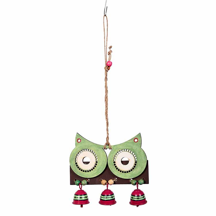 Windchime Big Owl & 3 Metal Bells (16x7") - Accessories - 2