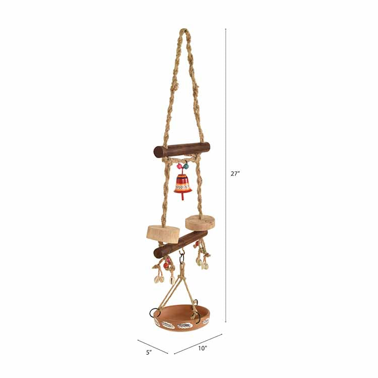 Handcrafted Bird Feeder with Metal Bells (10x5x27") - Accessories - 4
