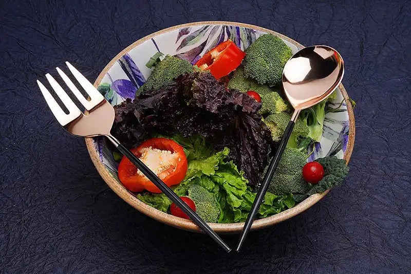 Black & Rose Gold Salad Server (Set of 2) - Dining & Kitchen - 1