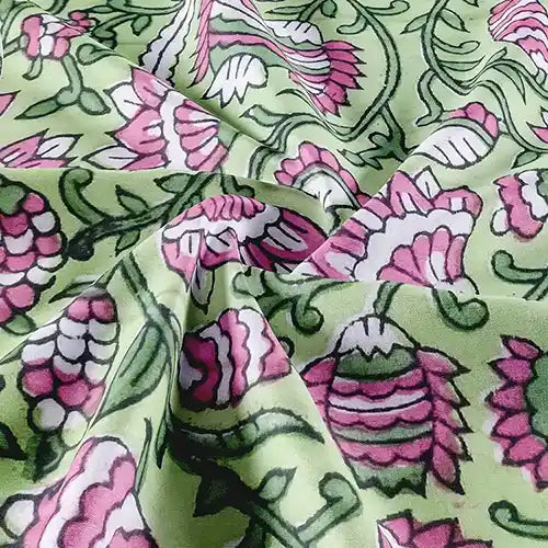 Green Pink Dark Floral Single Bed Mulmul Dohar