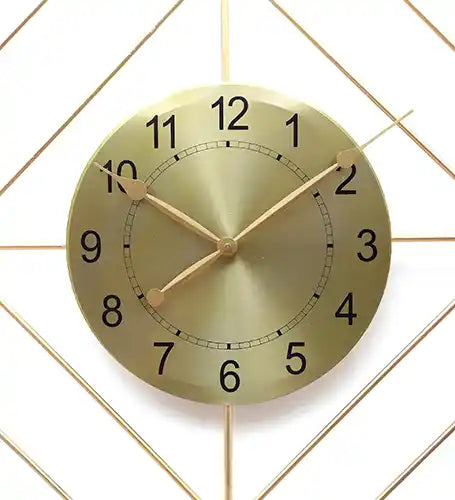 Hexagon Wire Wall Clock WIth Gold Dial