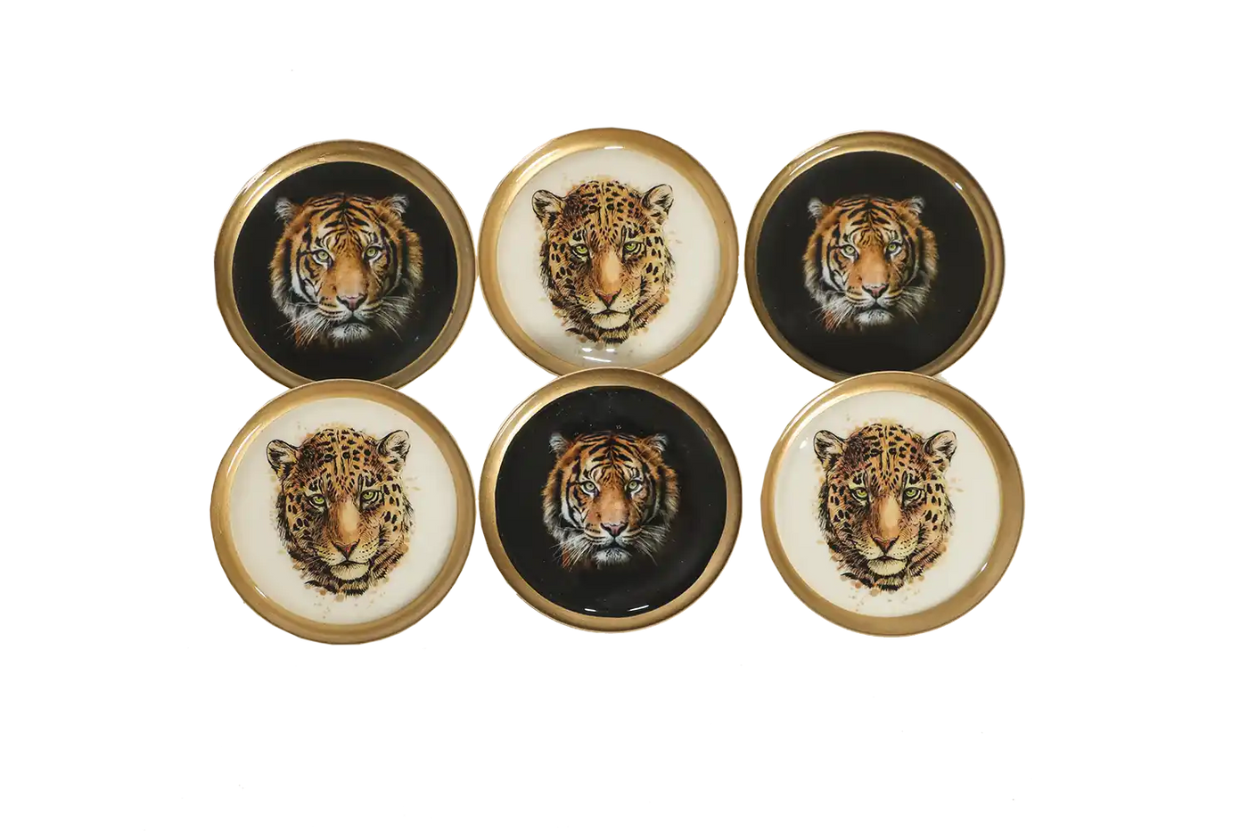 Round Aesthetic Tiger Print Coaster - Set of 6 - Dining & Kitchen - 3