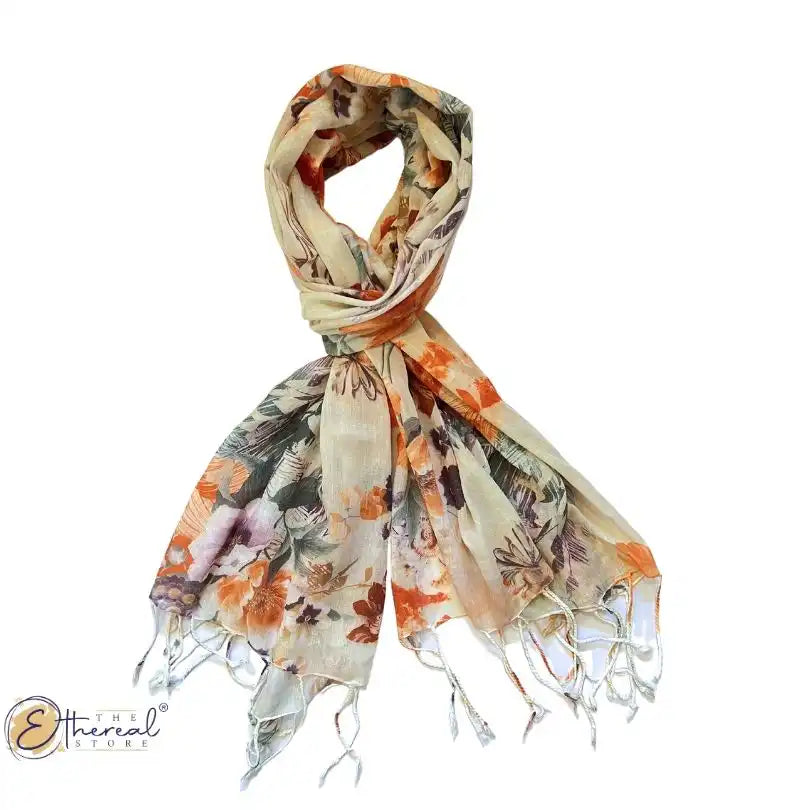 Off White Flower Bouquet Printed Stole - Lifestyle Accessories - 6