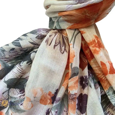 Off White Flower Bouquet Printed Stole - Lifestyle Accessories - 7