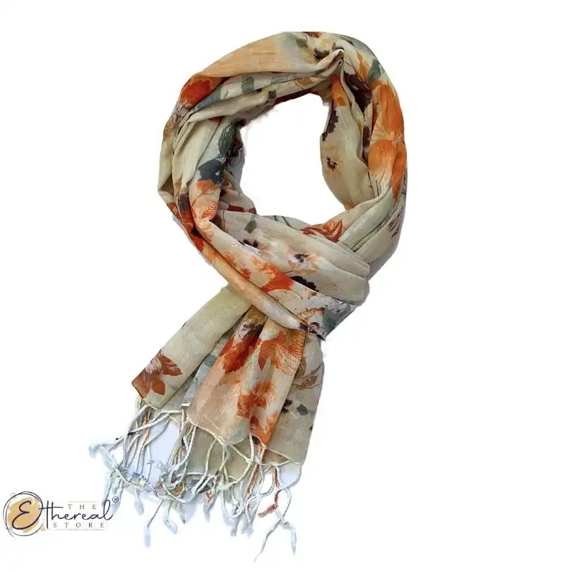 Off White Flower Bouquet Printed Stole - Lifestyle Accessories - 8