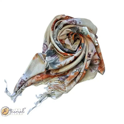 Off White Flower Bouquet Printed Stole - Lifestyle Accessories - 2