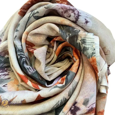 Off White Flower Bouquet Printed Stole - Lifestyle Accessories - 3