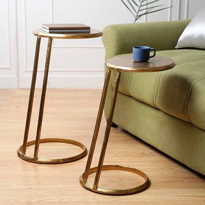 Slanted Nesting Tables in Raw Antique Gold Finish Small size 52-972-49-2