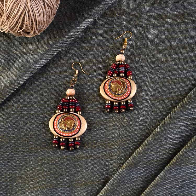 The Empress Handcrafted Tribal Dhokra Earrings in Maroon - Fashion & Lifestyle - 1