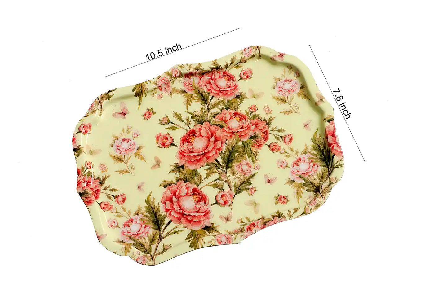 Rectangle Beautiful Floral Metal Serving Tray - Dining & Kitchen - 3