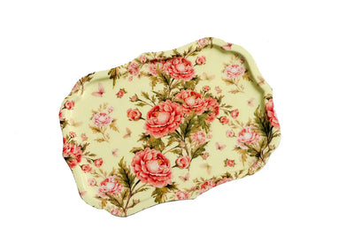 Rectangle Beautiful Floral Metal Serving Tray - Dining & Kitchen - 2
