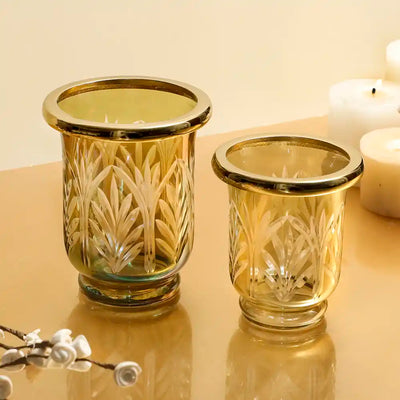 Set of 2 Sparkle Glass Candle Holder
