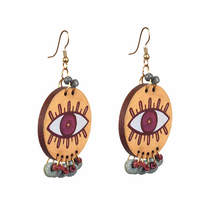 Evil Eye-I' Handcrafted Tribal Wooden Earrings - Fashion & Lifestyle - 2