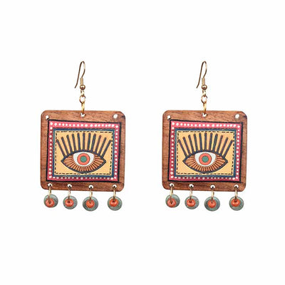 Evil Eye-V' Handcrafted Tribal Wooden Earrings - Fashion & Lifestyle - 3