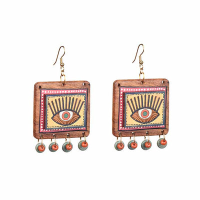 Evil Eye-V' Handcrafted Tribal Wooden Earrings - Fashion & Lifestyle - 2