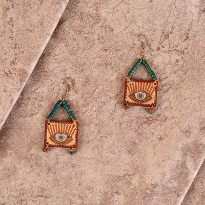 Evil Eye-VI' Handcrafted Tribal Wooden Earrings - Fashion & Lifestyle - 1