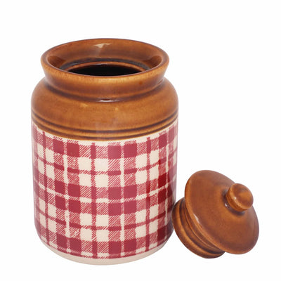 Ek Do Dhai English Checkered Ceramic Jar Set of 3 - Dining & Kitchen - 5