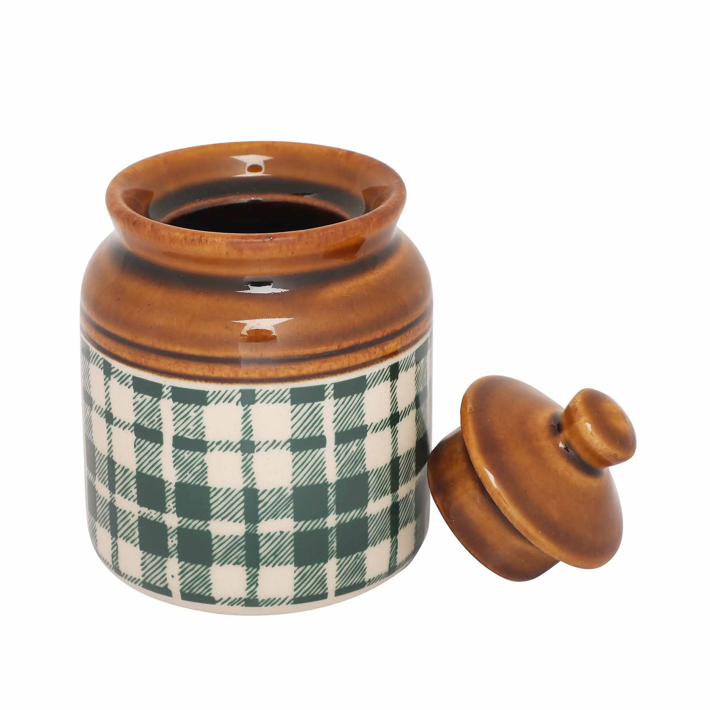 Ek Do Dhai English Checkered Ceramic Jar Set of 3 - Dining & Kitchen - 9
