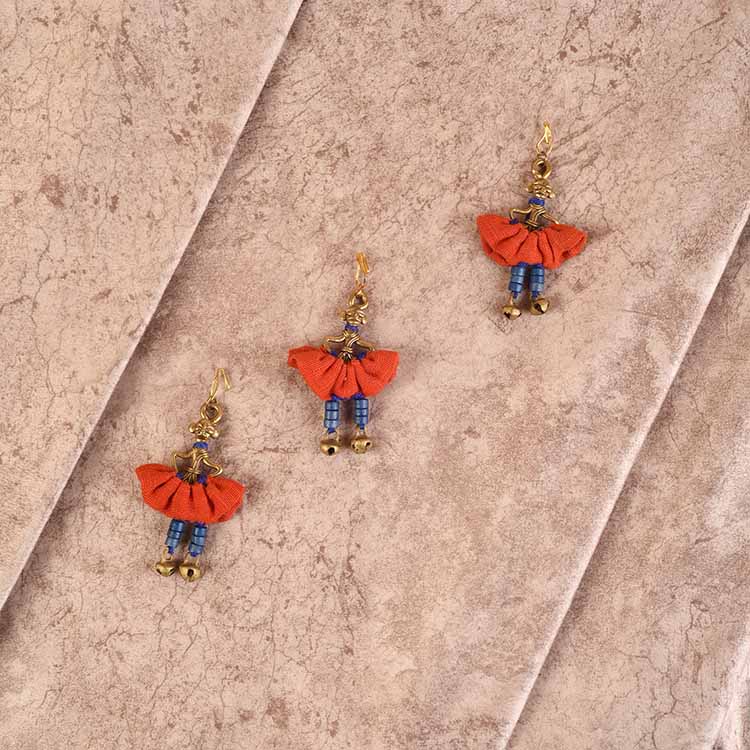The Dancing Empress Handcrafted Brass Buttons S03, Orange - Fashion & Lifestyle - 1