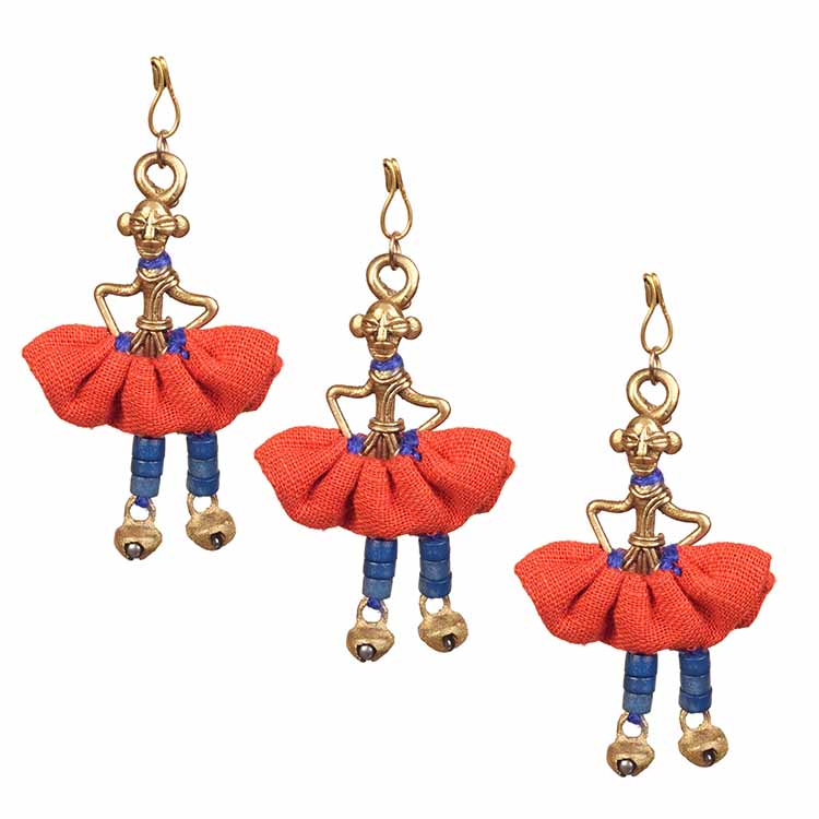 The Dancing Empress Handcrafted Brass Buttons S03, Orange - Fashion & Lifestyle - 3