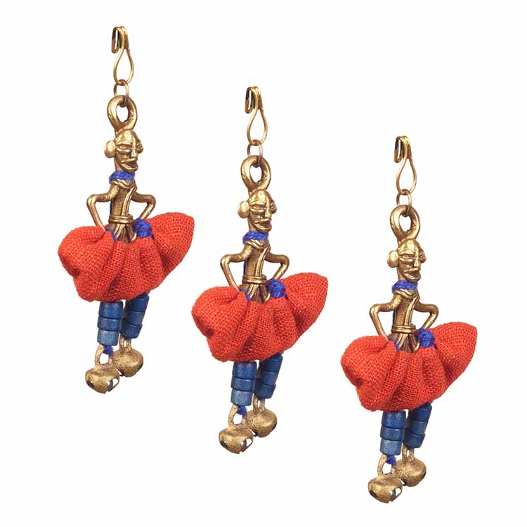 The Dancing Empress Handcrafted Brass Buttons S03, Orange - Fashion & Lifestyle - 4
