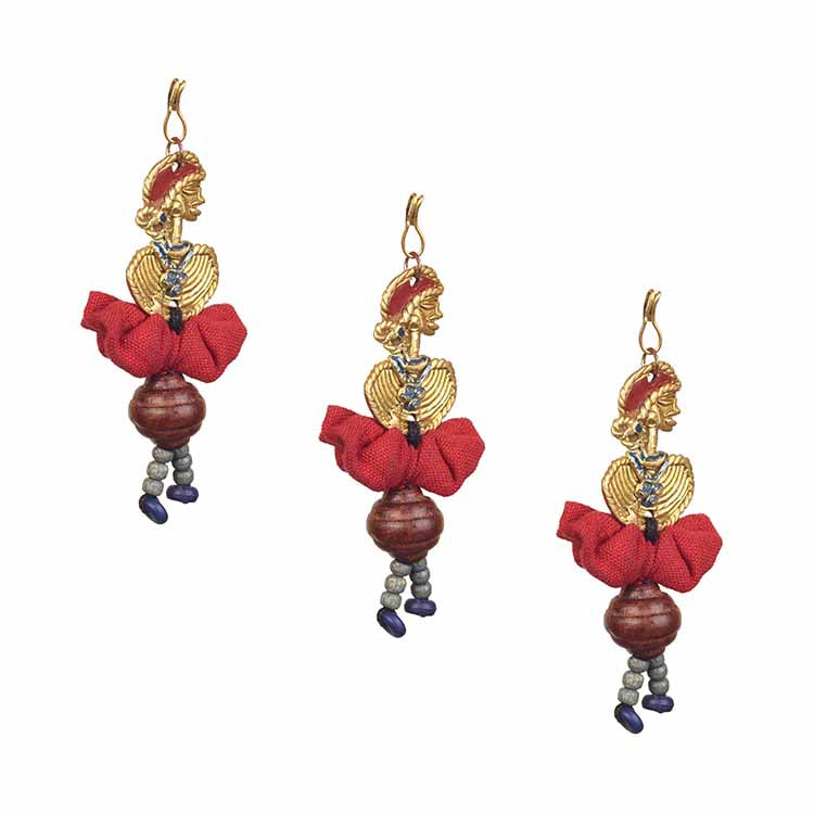 The Dancing Empress Handcrafted Brass Buttons S03, Red - Fashion & Lifestyle - 4