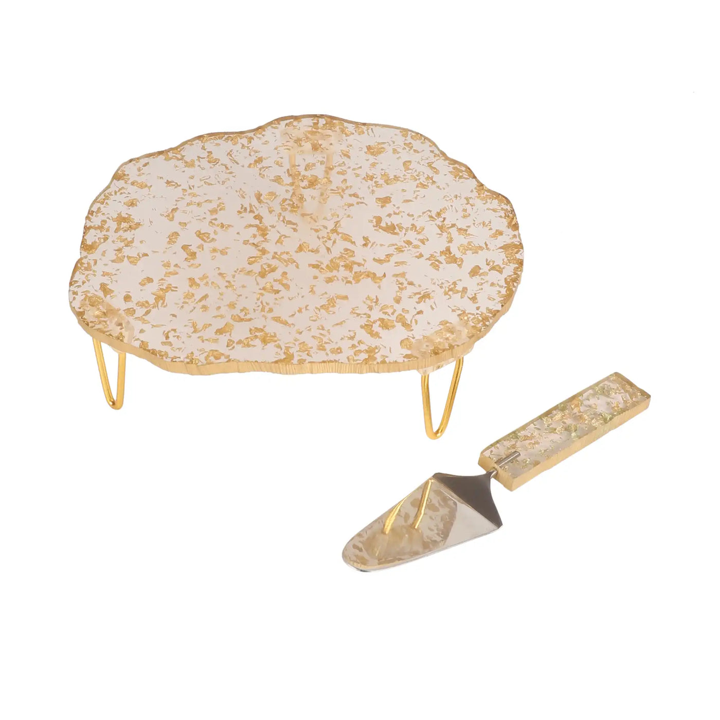 Gold Flex Resin Cake Platter Set of 2