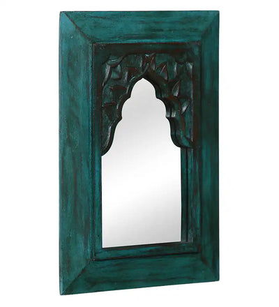 Cora Green Carved Vintage Minaret Mirror (10in x 1in x 14in) - Home Decor - 3