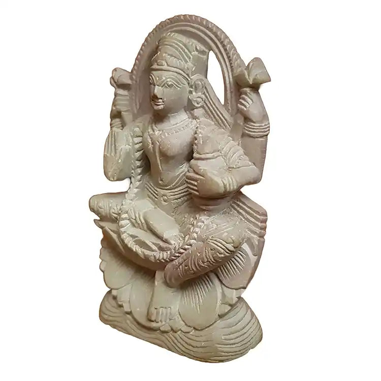 Stone Sculpture of Devi Lakshmi on Lotus Seat S-Stone-302