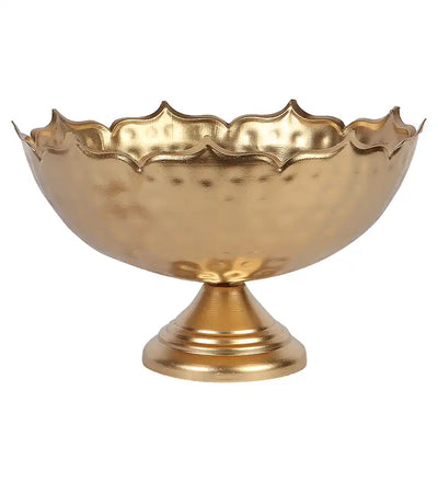 Gold Metal Taj Urli with Center Urli & Tealight Holder Set of 7