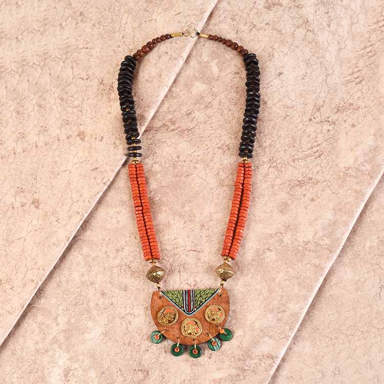 Butterflies in Greens' Handcrafted Tribal Dhokra Necklace - Fashion & Lifestyle - 1