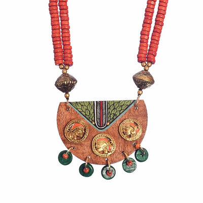 Butterflies in Greens' Handcrafted Tribal Dhokra Necklace - Fashion & Lifestyle - 2