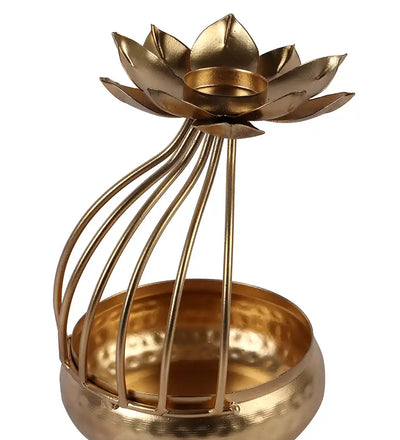 Gold Urli Bowl with Flower Set of 2