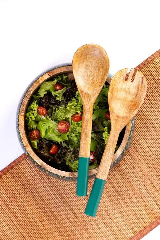 Salad Bowl + Server Set Wooden Iris